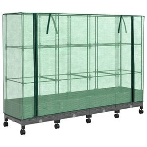 vidaXL Vaso da Giardino con Copertura per Serra e Ruote 4 pz PP