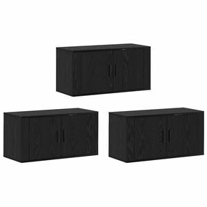vidaXL Set Mobile TV da Parete 3 pcs Rovere Nero 80 x 34,5 x 40 cm