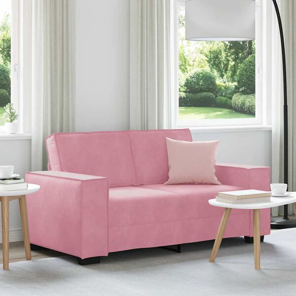 vidaXL Divano a 2 Posti Rosa 120 cm in Velluto