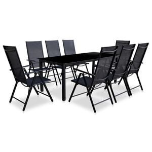 vidaXL Set da Pranzo da Giardino 9 pz Pieghevole in Alluminio Nero
