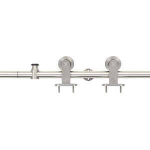 vidaXL Kit Binari Porta Scorrevole 183 cm Acciaio Inossidabile Argento