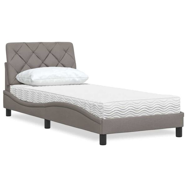 vidaXL Letto con Materasso Tortora 80x200 cm in Tessuto