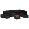 vidaXL Set Divano da Giardino con cuscino 9 pcs Nero polyrattan