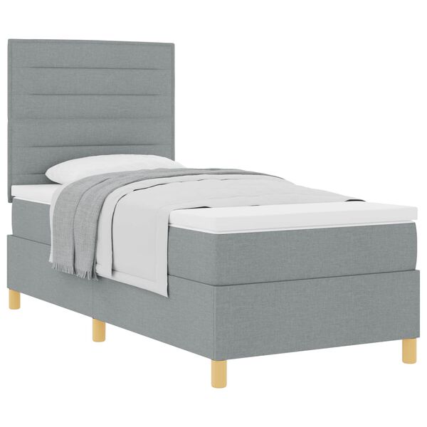 vidaXL Letto a molle con materasso Grigio chiaro 90 x 200 cm Tessuto