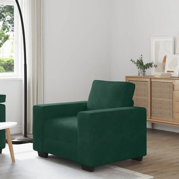 vidaXL Divano Sedia Verde Scuro 100x77x82 cm Velluto