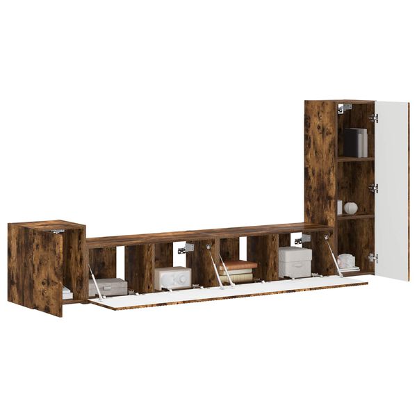 vidaXL Set mobile TV 3 pcs Rovere fum&eacute; Legno multistrato