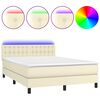vidaXL Giroletto a Molle con Materasso e LED Crema 140x190 cm