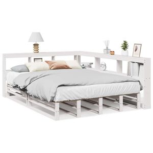 vidaXL Letto Libreria senza Materasso Bianco 135x190 cm Legno di Pino