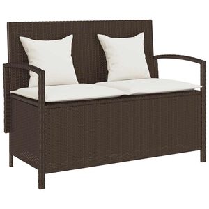 vidaXL Panca Portaoggetti da Giardino con Cuscino Marrone Polyrattan