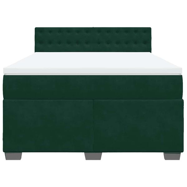 vidaXL Giroletto a Molle con Materasso Verde Scuro 140x190 cm Velluto