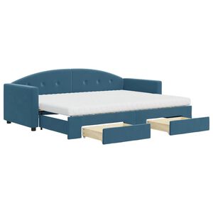 vidaXL Divano Letto Estraibile con Cassetti Blu 80x200 cm in Velluto