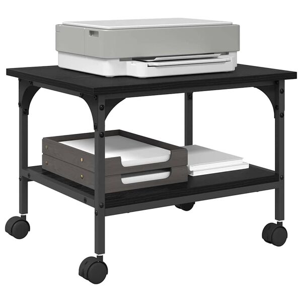 vidaXL Supporto per Stampante Rovere Nero 50 x 40 x 38 cm