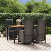 vidaXL Set da Pranzo da Giardino 5 pz Nero con Cuscini in Polyrattan