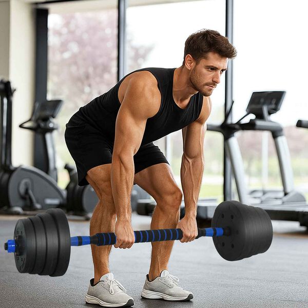 vidaXL Set Manubri e Bilanciere 2-in-1 30kg Nero e Blu