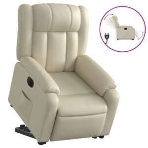 vidaXL Poltrona Alzapersona Reclinabile Crema in Similpelle
