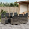 vidaXL Set da Pranzo per Giardino con cuscino 9 pcs Grigio polyrattan