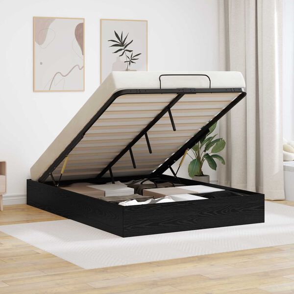 vidaXL Letto ottomano con archiviazione Rovere Nero 203 x 140 x 25 cm