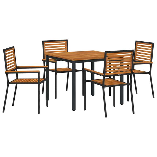 vidaXL Set da Pranzo per Giardino 5 pcs Nero e Marrone polyrattan