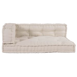 vidaXL Cuscino per Divano Pallet 3 pz Tessuto Crema 120 x 80 x 34 cm