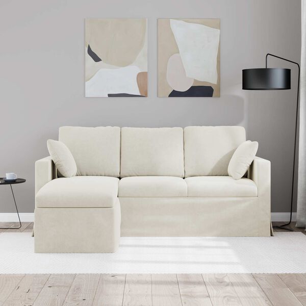 vidaXL Divano Crema 198 x 134 x 80 cm Velluto