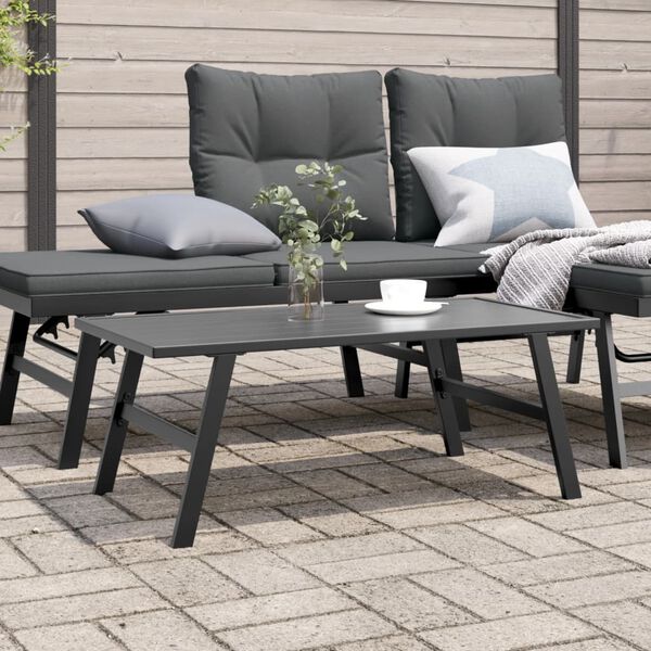 vidaXL Tavolino da Giardino Nero 90x45x35cm Acciaio Verniciato Polvere