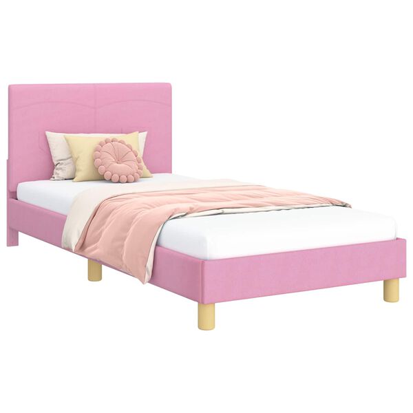 vidaXL Struttura letto bambini con testata Rosa 80 x 200 cm Tessuto