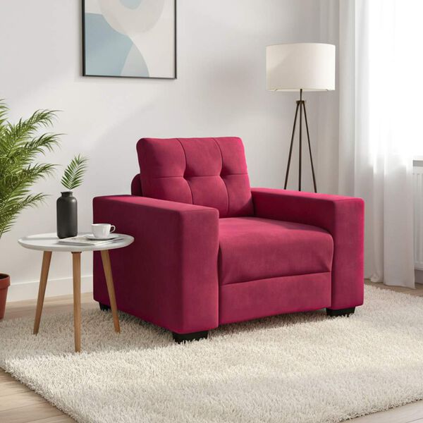 vidaXL Divano Sedia Rosso Vino 100x78x80 cm Velluto