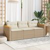 vidaXL Divano da Giardino con Cuscini a 3 Posti Beige in Polyrattan