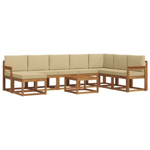 vidaXL Set di divani da esterno 9 pz Naturale e Beige