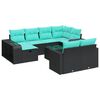 vidaXL Set Divani da Giardino 11 pz con Cuscini in Polyrattan Nero
