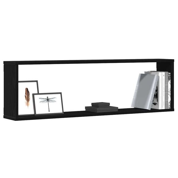 vidaXL Mensole Parete Cubo 4 pz Rovere Nero 100x15x30 cm Multistrato