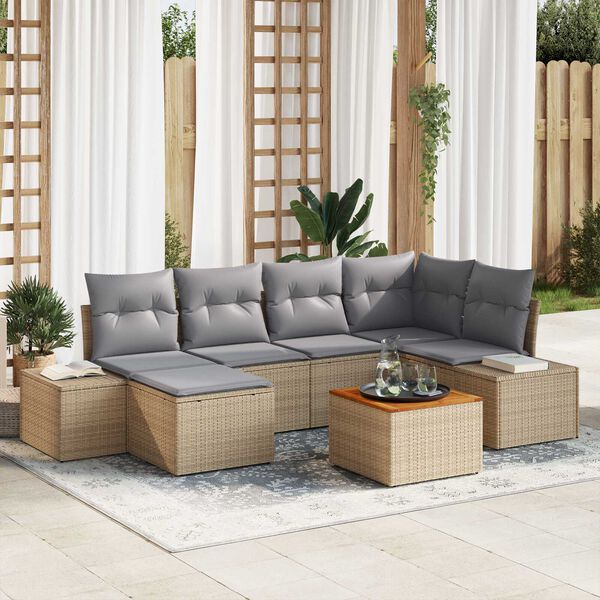 vidaXL Set Divano da Giardino 7 pcs beige e grigio chiaro