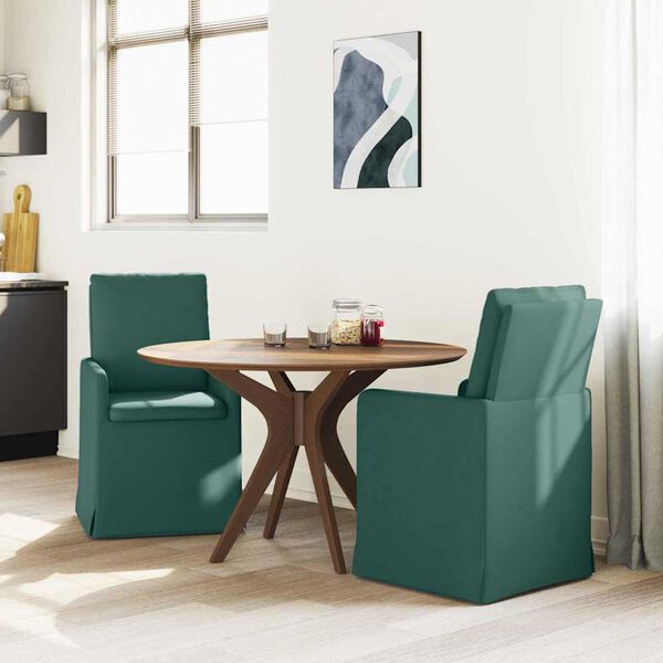 vidaXL Sedie da pranzo 2 pcs Verde scuro 57 x 67 x 98 cm Tessuto