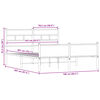 vidaXL Giroletto senza Materaso in Metallo Rovere Fumo 160x200 cm