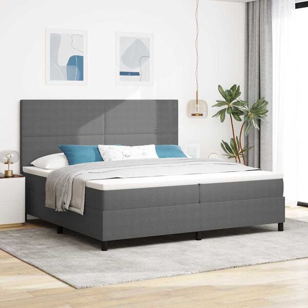 vidaXL Letto a molle con testiera Grigio chiaro e bianco 200 x 200 cm