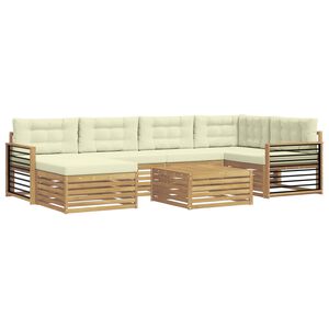 vidaXL Set di divani da esterno con cuscino 7 pcs Bianco e Crema