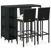vidaXL Set da Bar da Giardino 5 pz con Cuscini in Polyrattan Nero