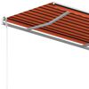 vidaXL Tenda da Sole Retrattile Manuale Pali 4x3,5 m Arancio Marrone