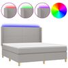 vidaXL Letto a Molle Materasso e LED Grigio Chiaro 160x200 cm Tessuto