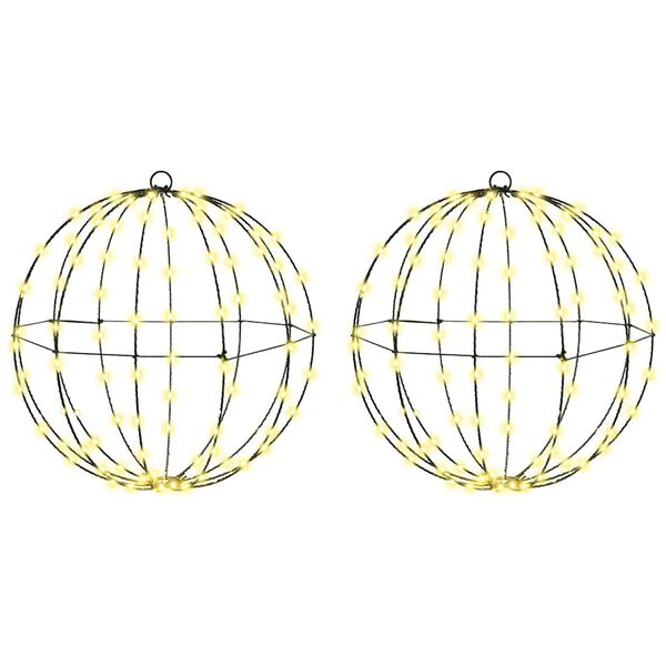 vidaXL Palla con 192 LED 2 pcs Bianco caldo 40 x 40 x 43,5 cm Metallo