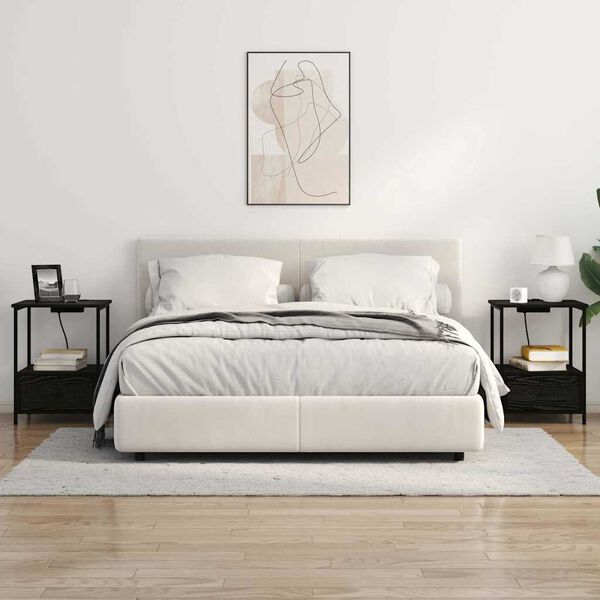 vidaXL Armadio da Notte Rovere Nero 42 x 41 x 56 cm Legno multistrato