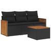 vidaXL Set Divani da Giardino 4 pz con Cuscini Nero in Polyrattan