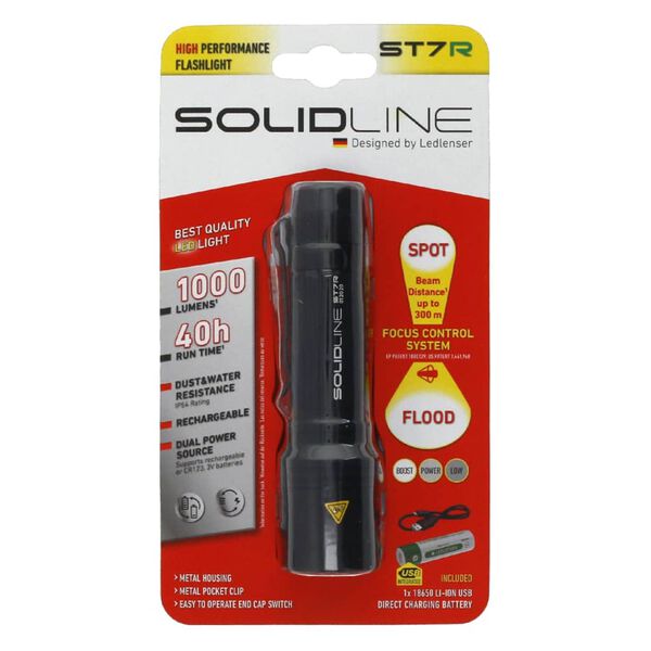 SOLIDLINE Torcia Ricaricabile ST7R con Clip 1000 lm
