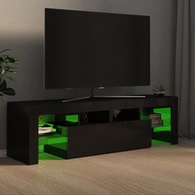 vidaXL Mobile Porta TV con Luci LED Nero Lucido 140x36,5x40 cm