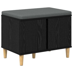 vidaXL Panca per ingresso con cuscino Rovere Nero 60 x 38 x 46 cm