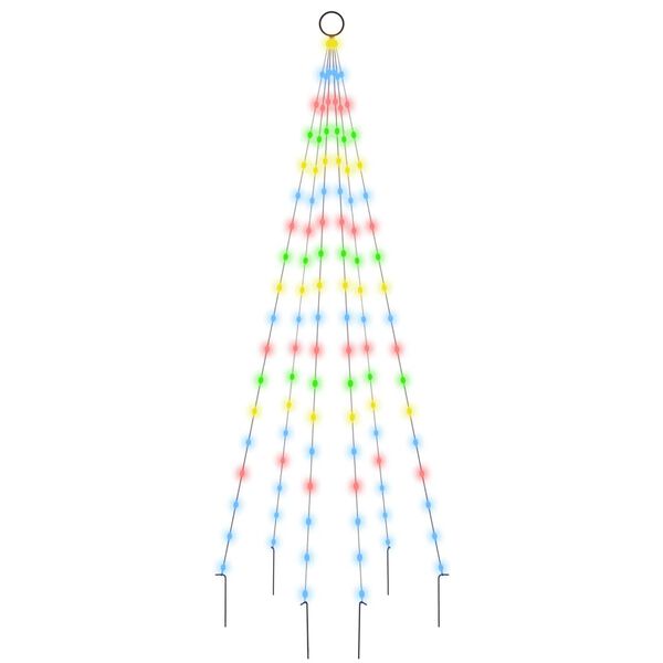 vidaXL Albero di Natale Pennone Colorato 108 LED 180 cm