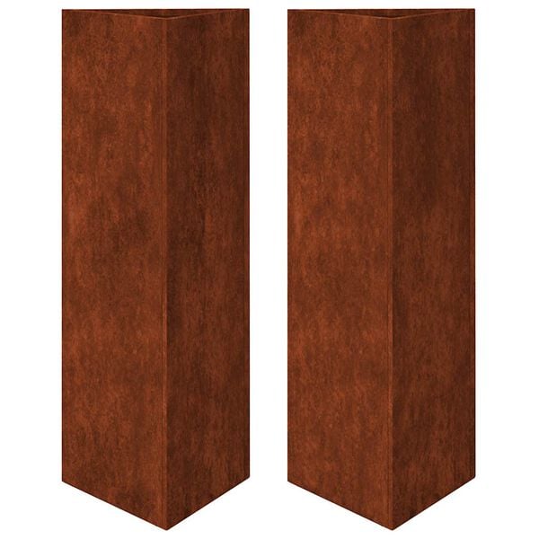 vidaXL Fioriere da Giardino 2 pz Triangolari 30x26x75cm Acciaio Corten