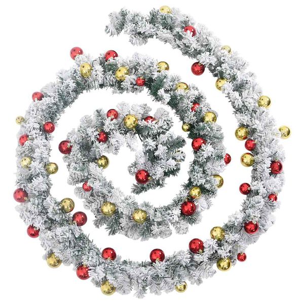 vidaXL Ghirlanda di Natale con Palline e Luci LED Verde 20 m PVC