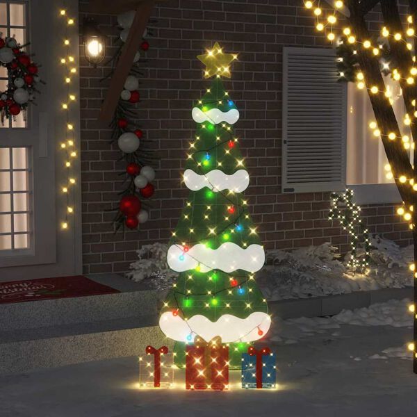 vidaXL Albero di Natale Illuminato con 3 Scatole Regalo 2D Bianco Caldo