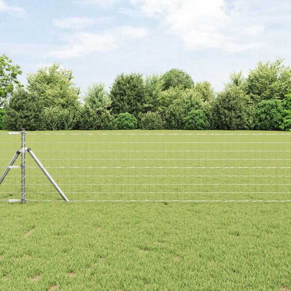 vidaXL Recinzione con Posto Argento 0,8 x 25 m Acciaio e PVC